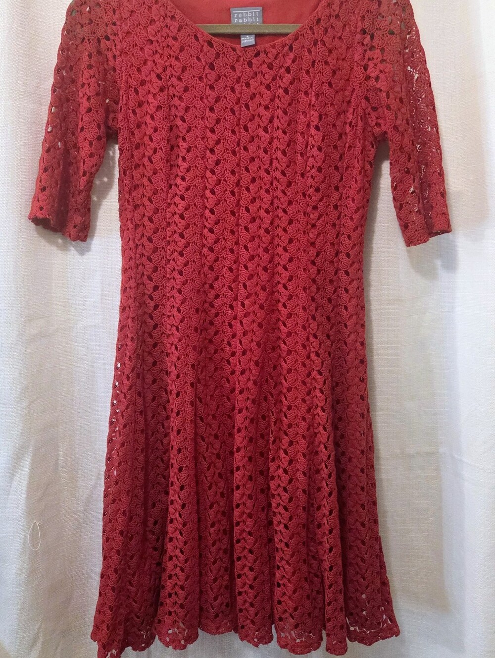 Rabbit Rabbit Rabbit Bright Red Crochet Dress - Picture 2 of 5